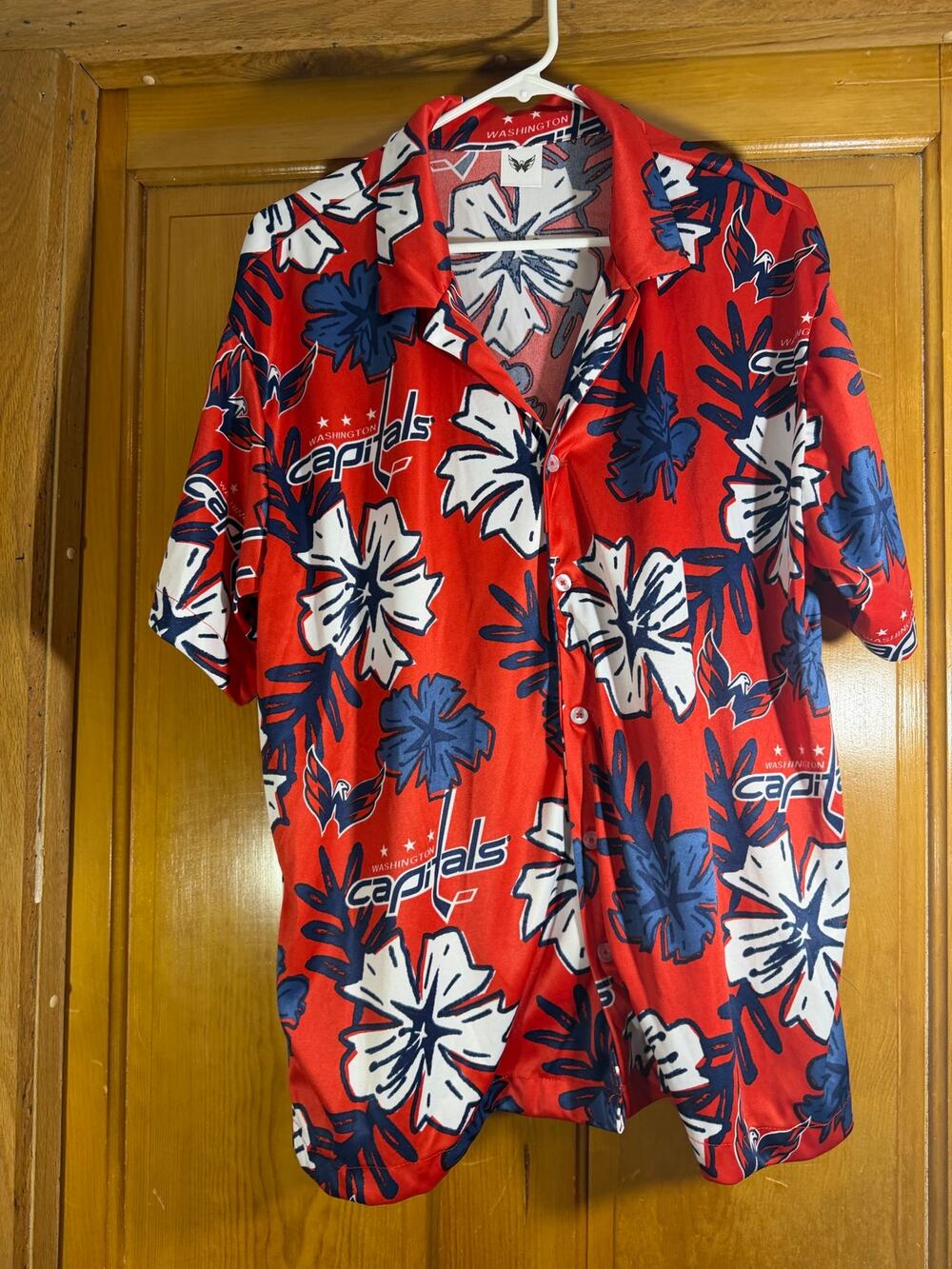 Washington Capitals Hawaiian Style Short Sleeve Button Down Shirt SGA XL